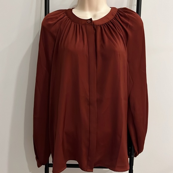 Banana Republic Volume Long Sleeve Blouse Button Women Size M New - Picture 2 of 8